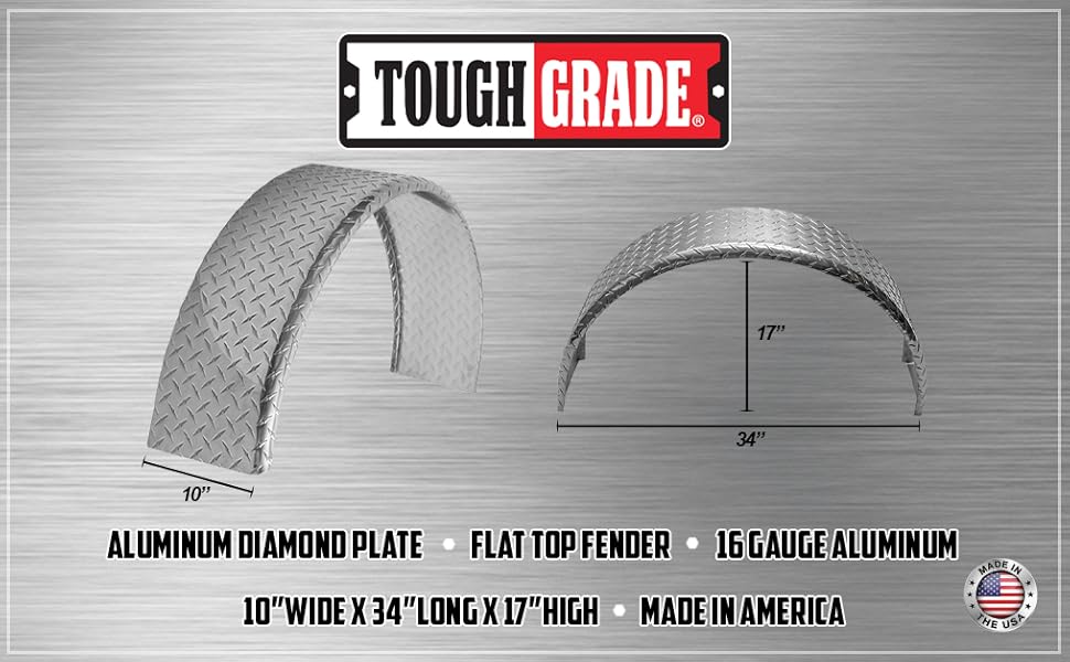 Tough Grade Aluminum Diamond Plate Round Top Fender 10" X 34" X 17"