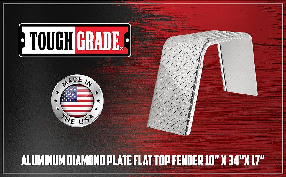 Tough Grade Aluminum Diamond Plate Flat Top Fender 10" X 34" X 17"