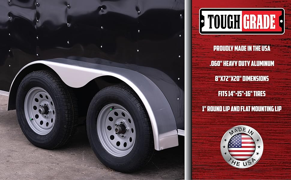 Tough Grade 2-Aluminum Smooth Tandem Teardrop Fenders 8” x 72” x 20”