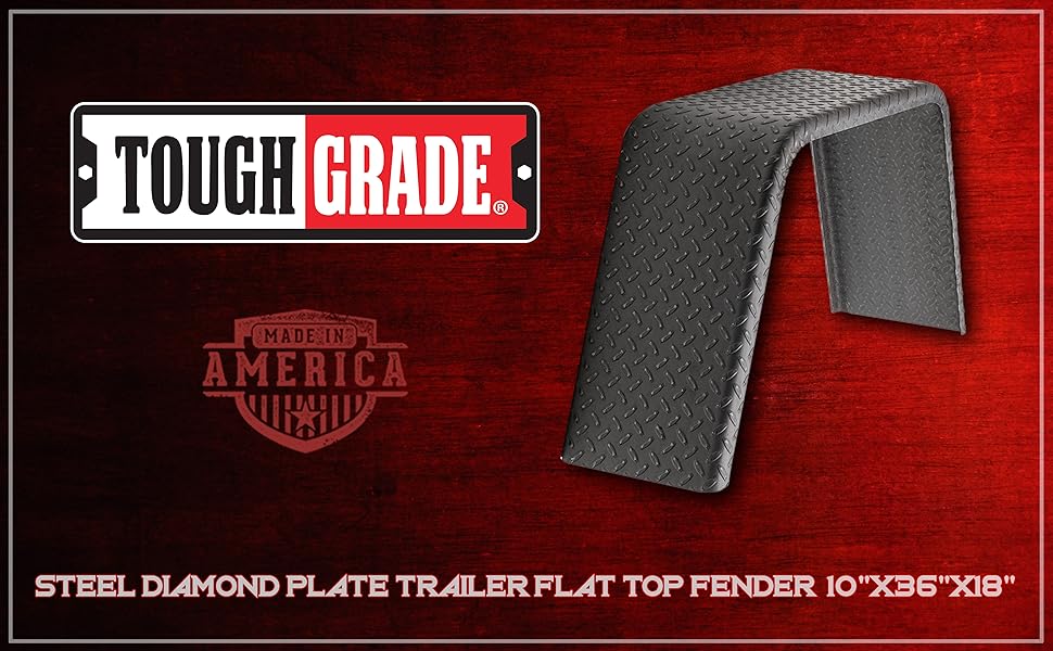 10x36x18 Steel Diamond Plate Flat Top Fender, Made in America